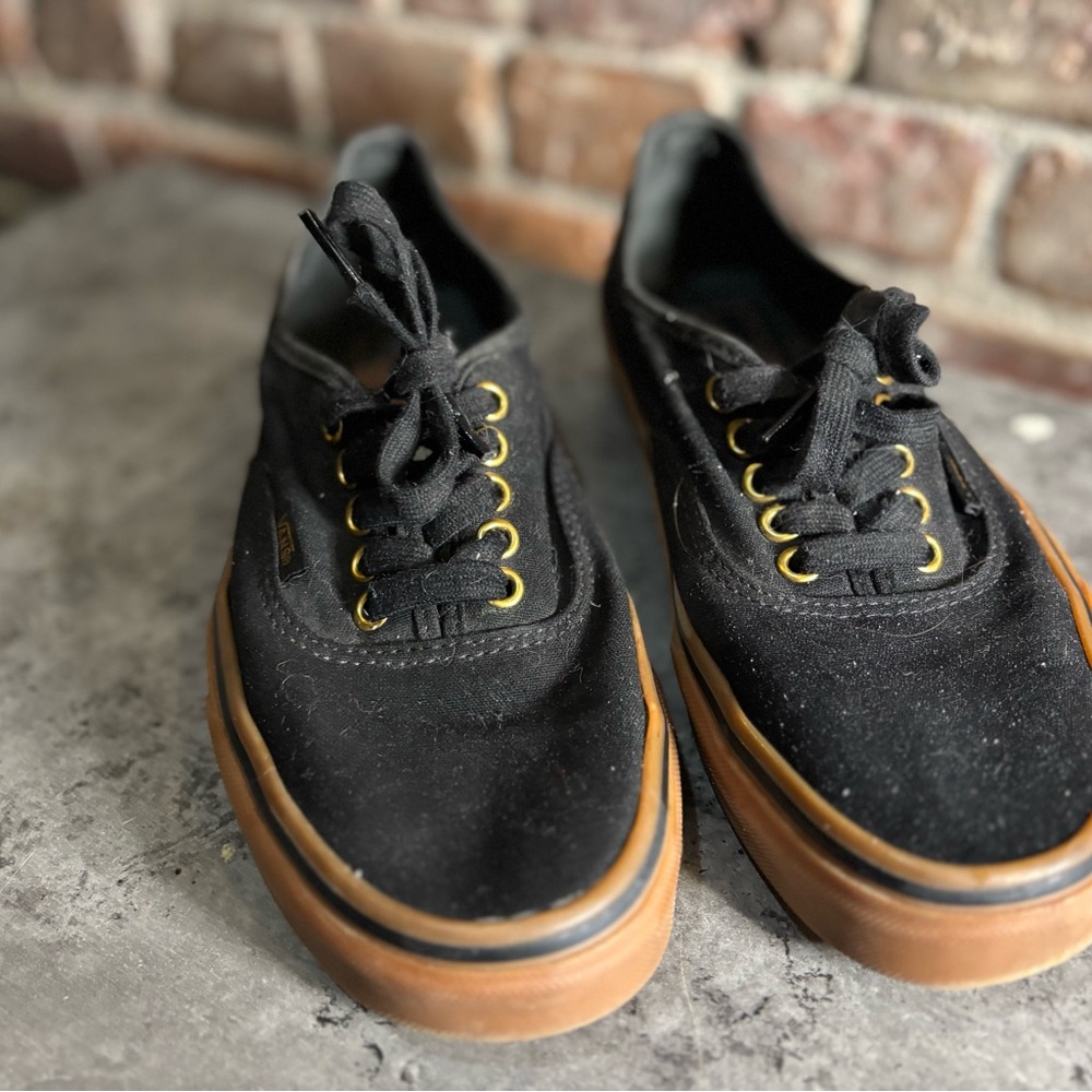 Vans Black Sneakers with Brown Soles